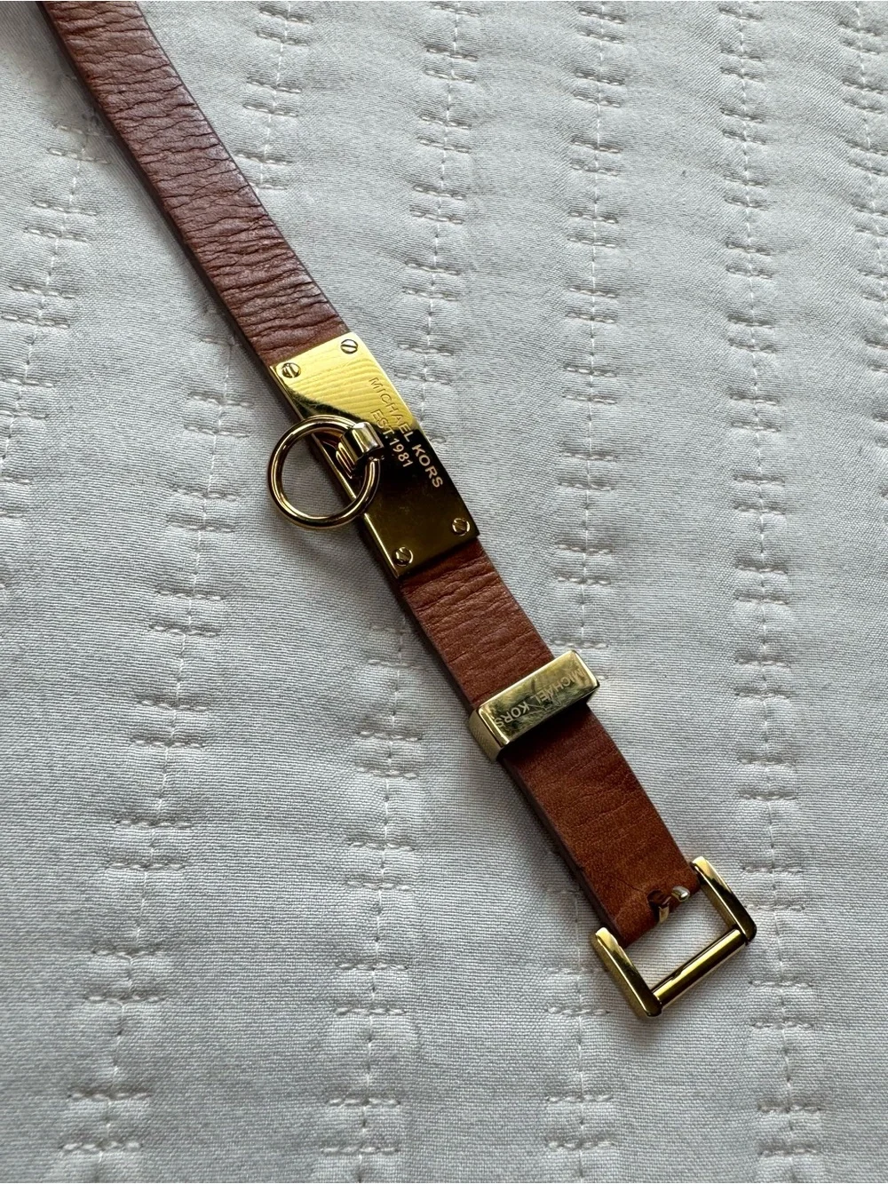 Michael Kors Gold Hardware Double Twist Leather Wrap Bracelet